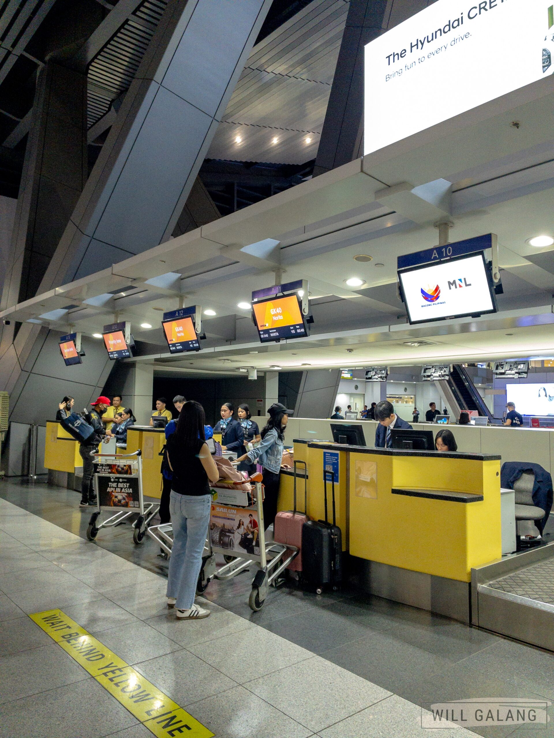 Lined up, waiting for my turn at my airline’s counter.